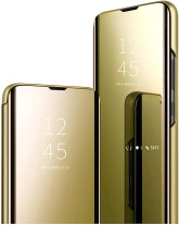 Калъф тефтер огледален CLEAR VIEW за Motorola Moto G8 Plus златист 